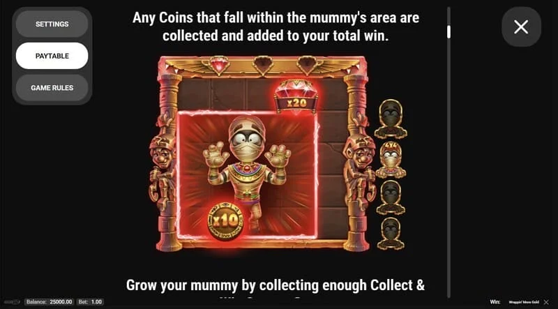 Wrappin' More Gold - window with game rules and information